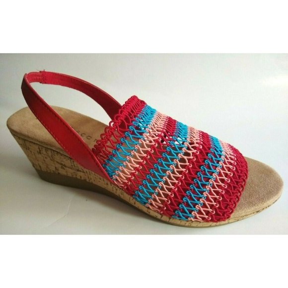 NEW KAREN SCOTT Fabric Woven Mesh Wedge Sandals - Picture 1 of 4
